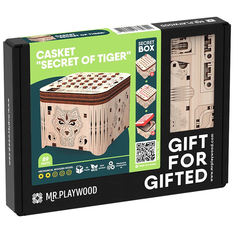 Boite à secret "Tigre" modèle 3D mobile en bois - Mr. Playwood