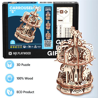Carrousel Petit modèle maquette 3D mobile en bois - Mr. Playwood