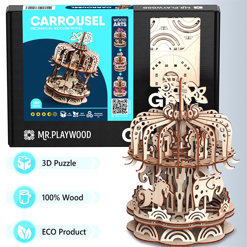Carrousel XL maquette 3D mobile en bois - Mr. Playwood