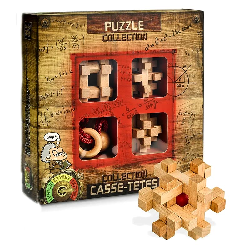 Coffret 4 Casse-Têtes En Bois Made In France – Du Facile Au Très Difficile – Idéal Pour Adultes Et Enfants – Jeux De Réflexion Et Logique